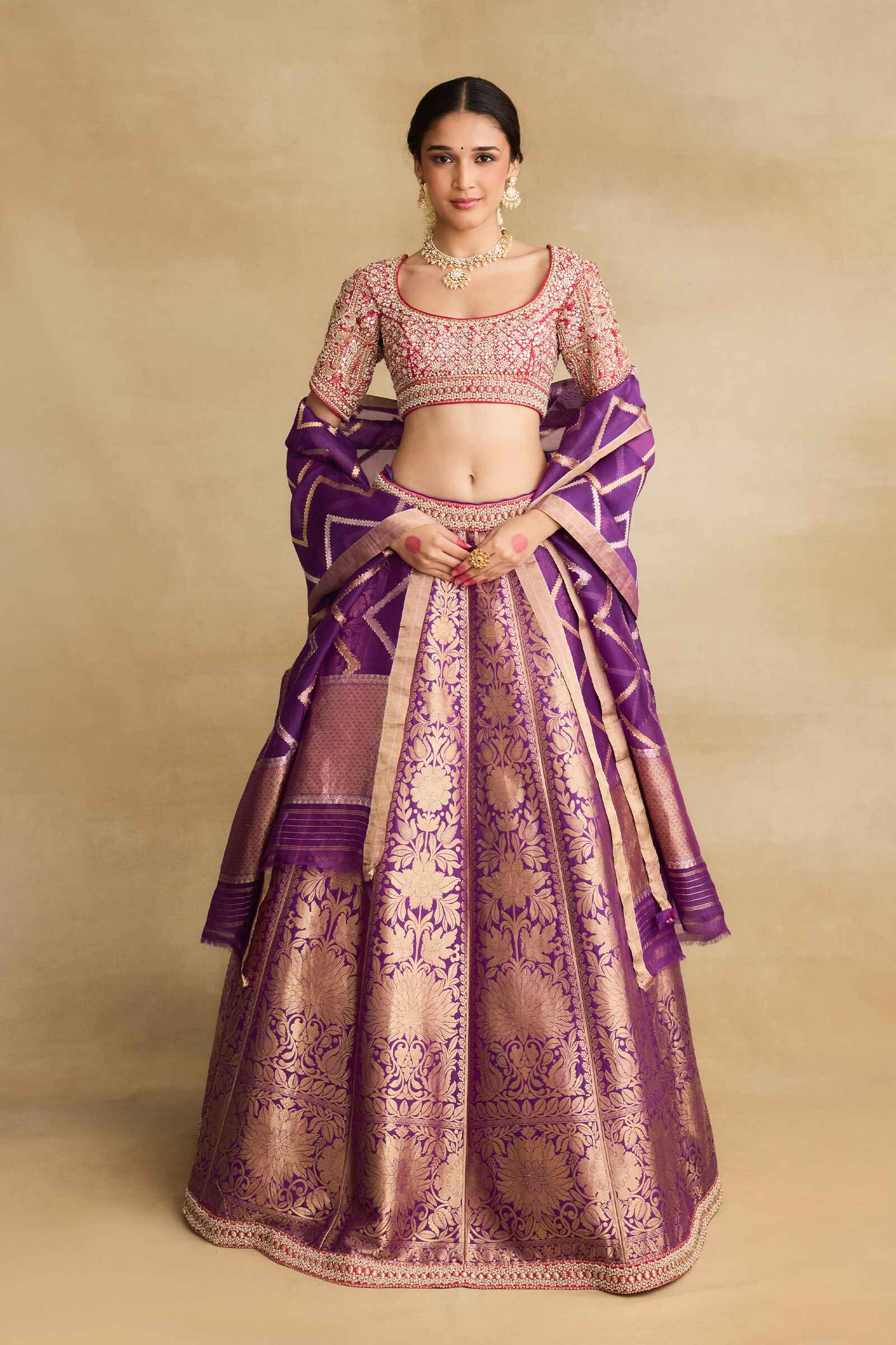 Purple Banarasi Lehenga Set
