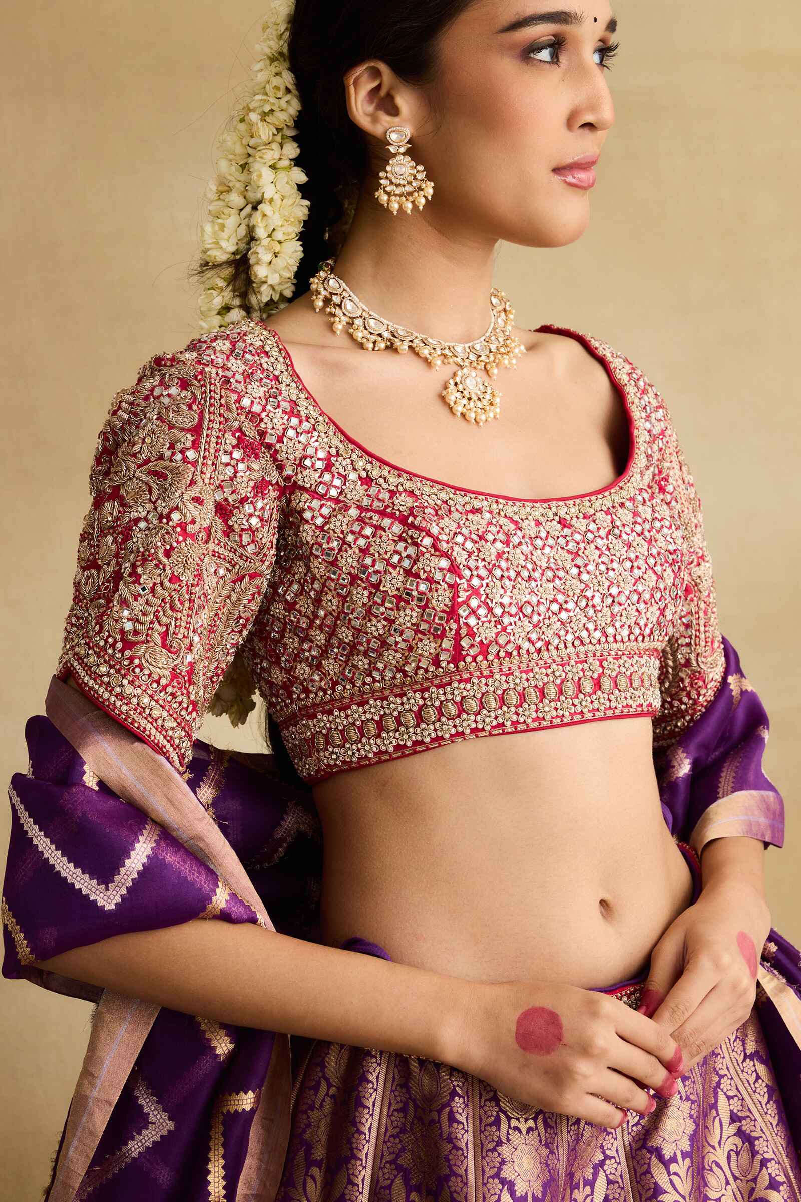 Purple Banarasi Lehenga Set