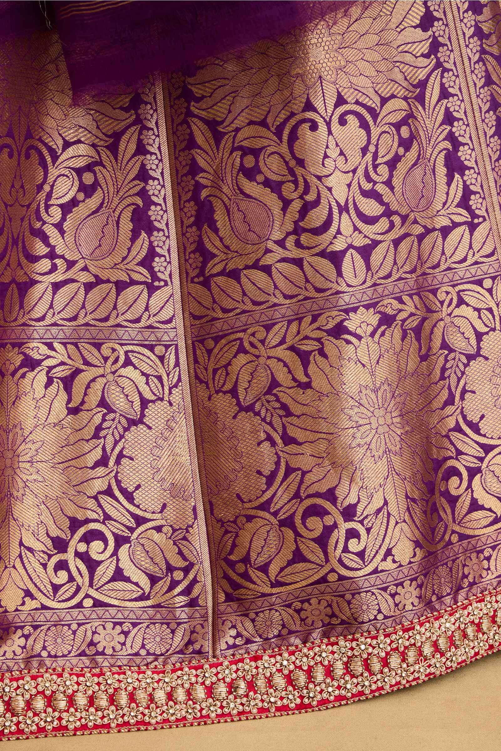Purple Banarasi Lehenga Set