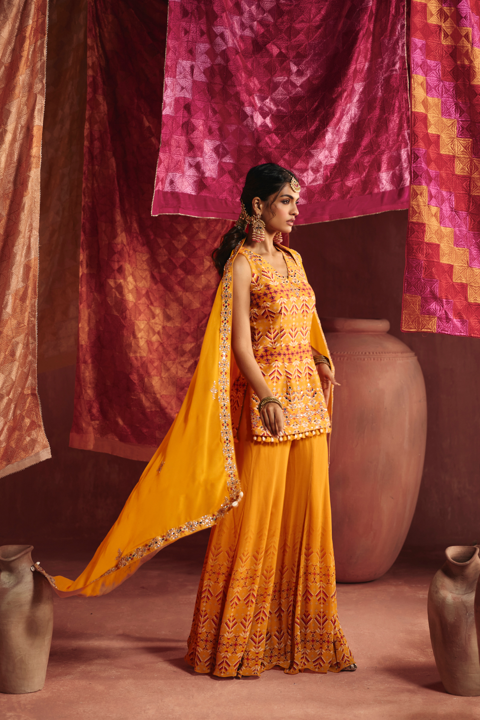 Marigold Georgette Sharara Set