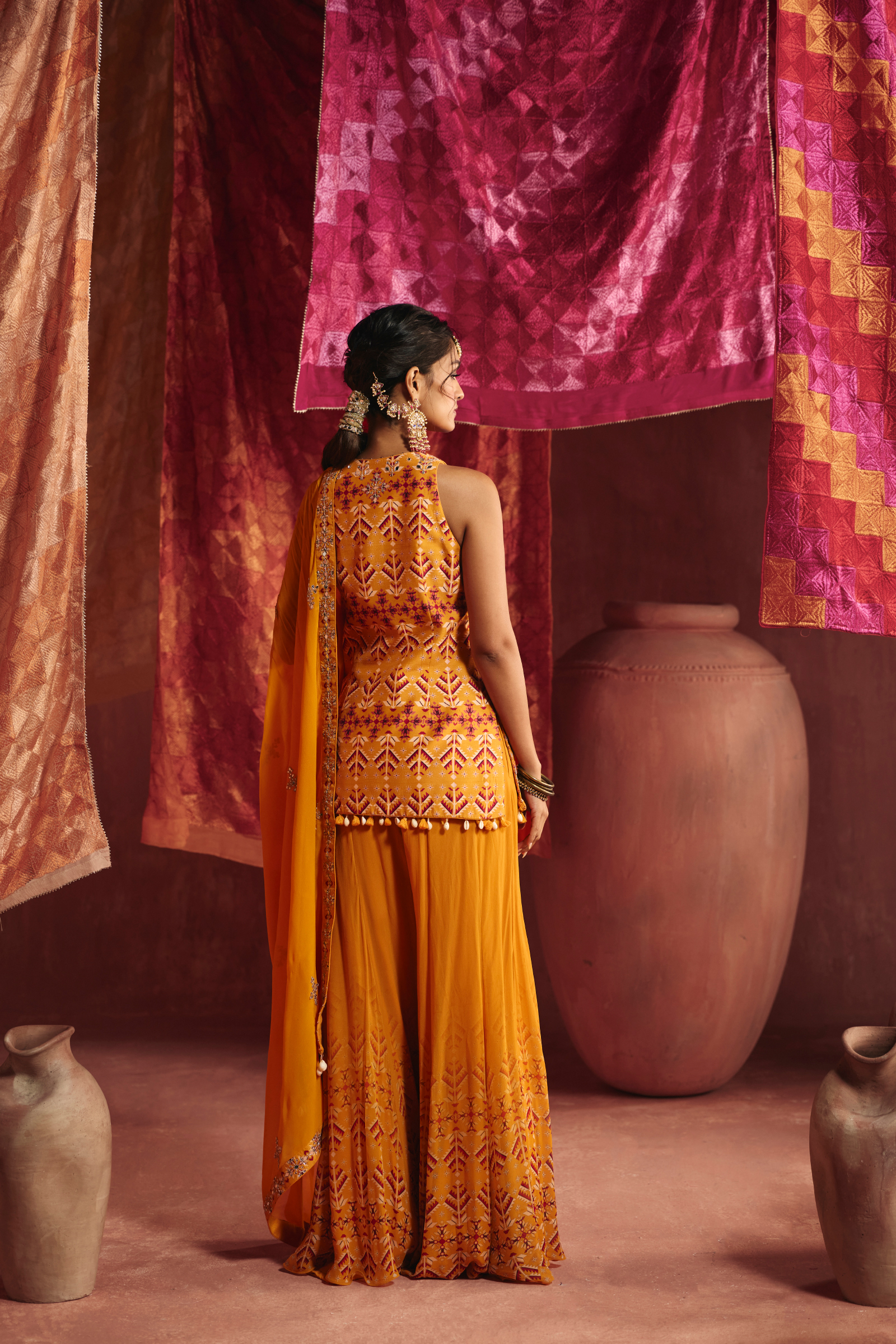 Marigold Georgette Sharara Set