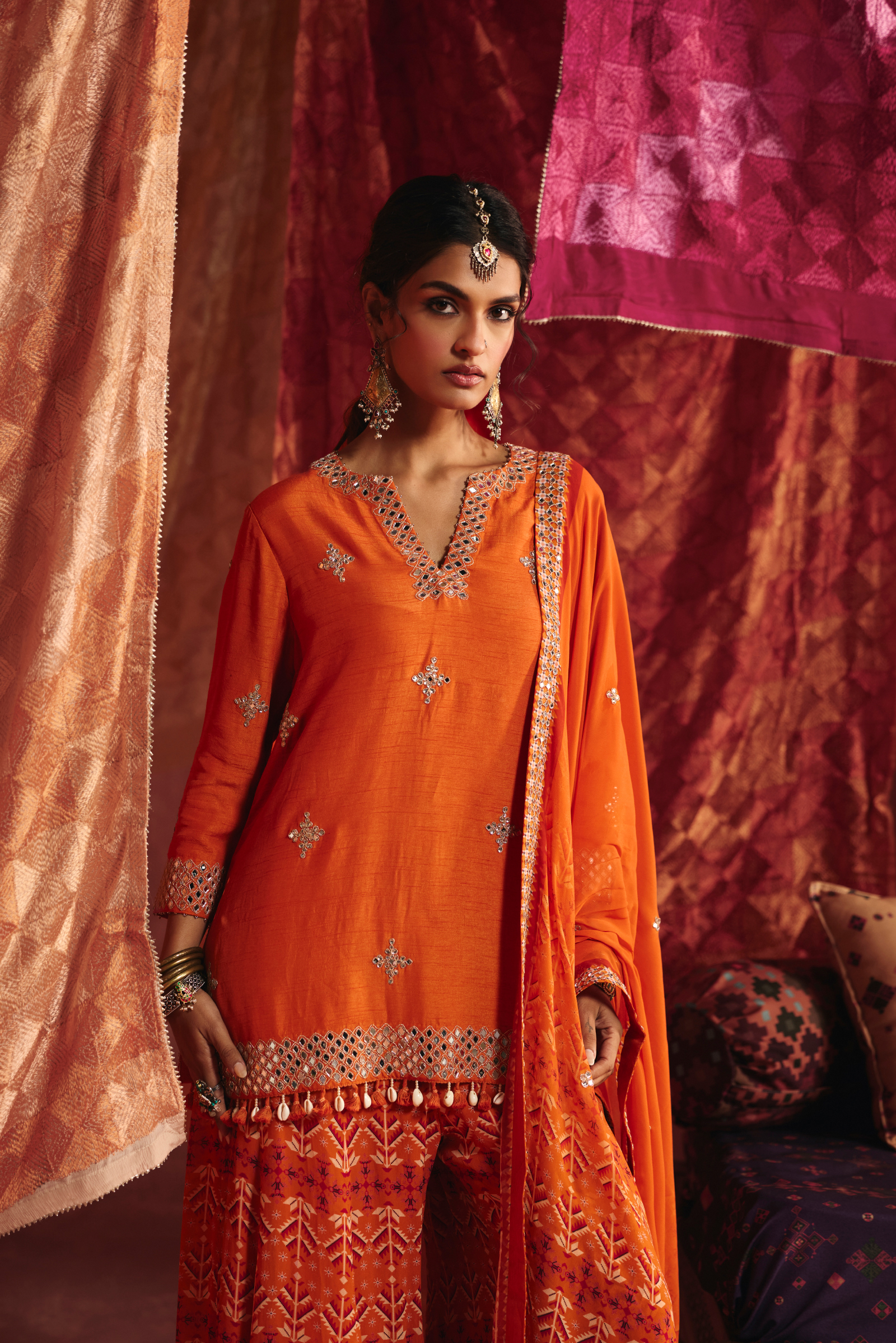 Saffron Silk Sharara Set