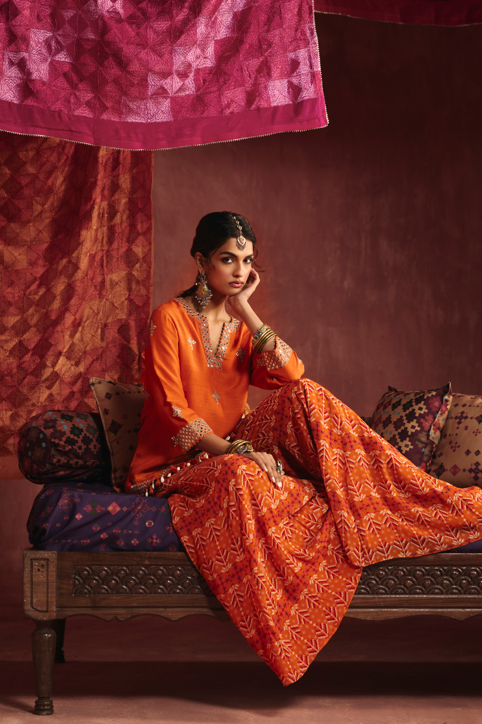 Saffron Silk Sharara Set