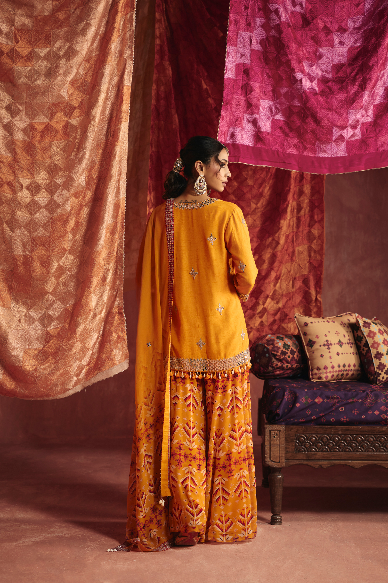 Marigold Yellow Silk Sharara Set