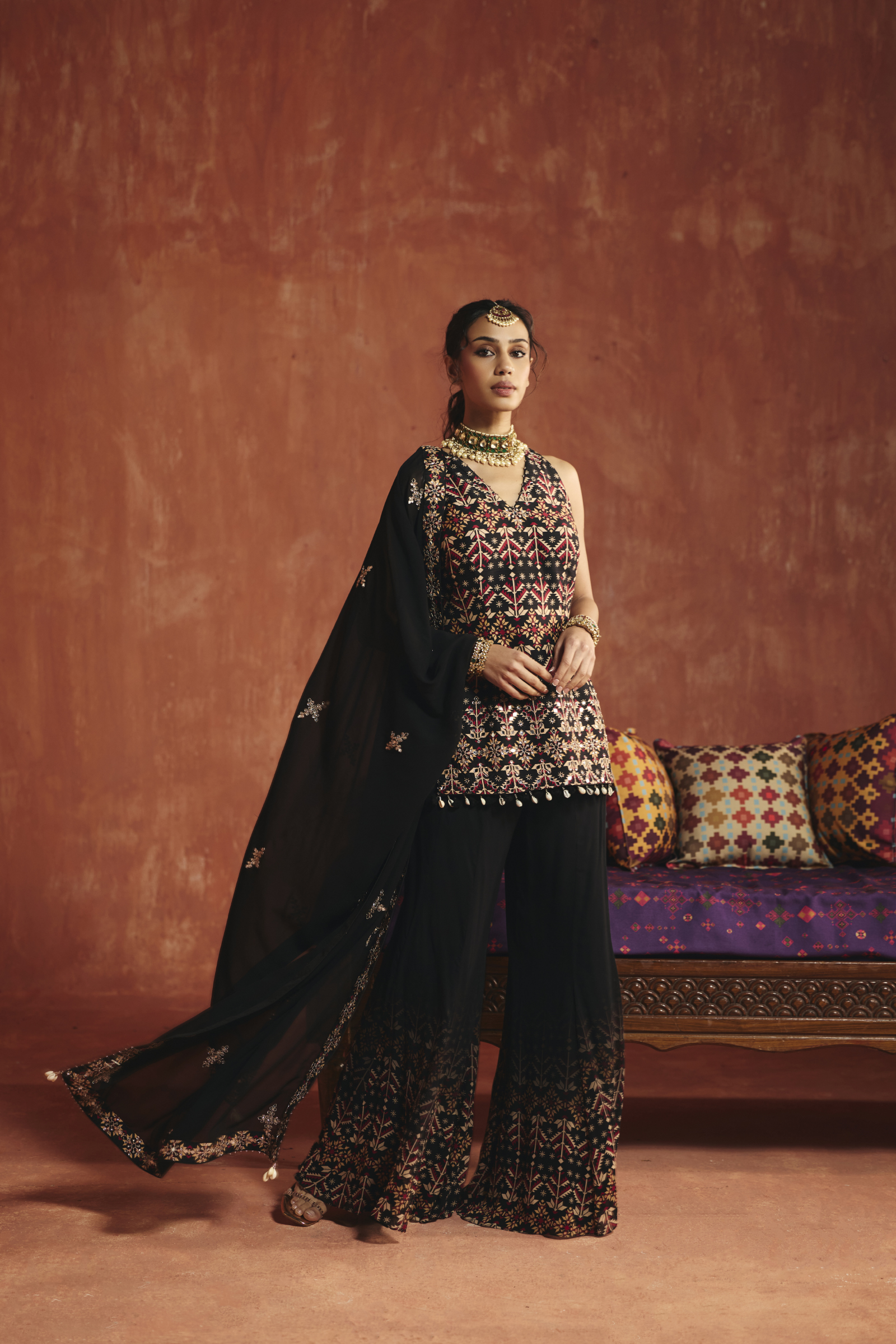 Black Georgette Sharara Set