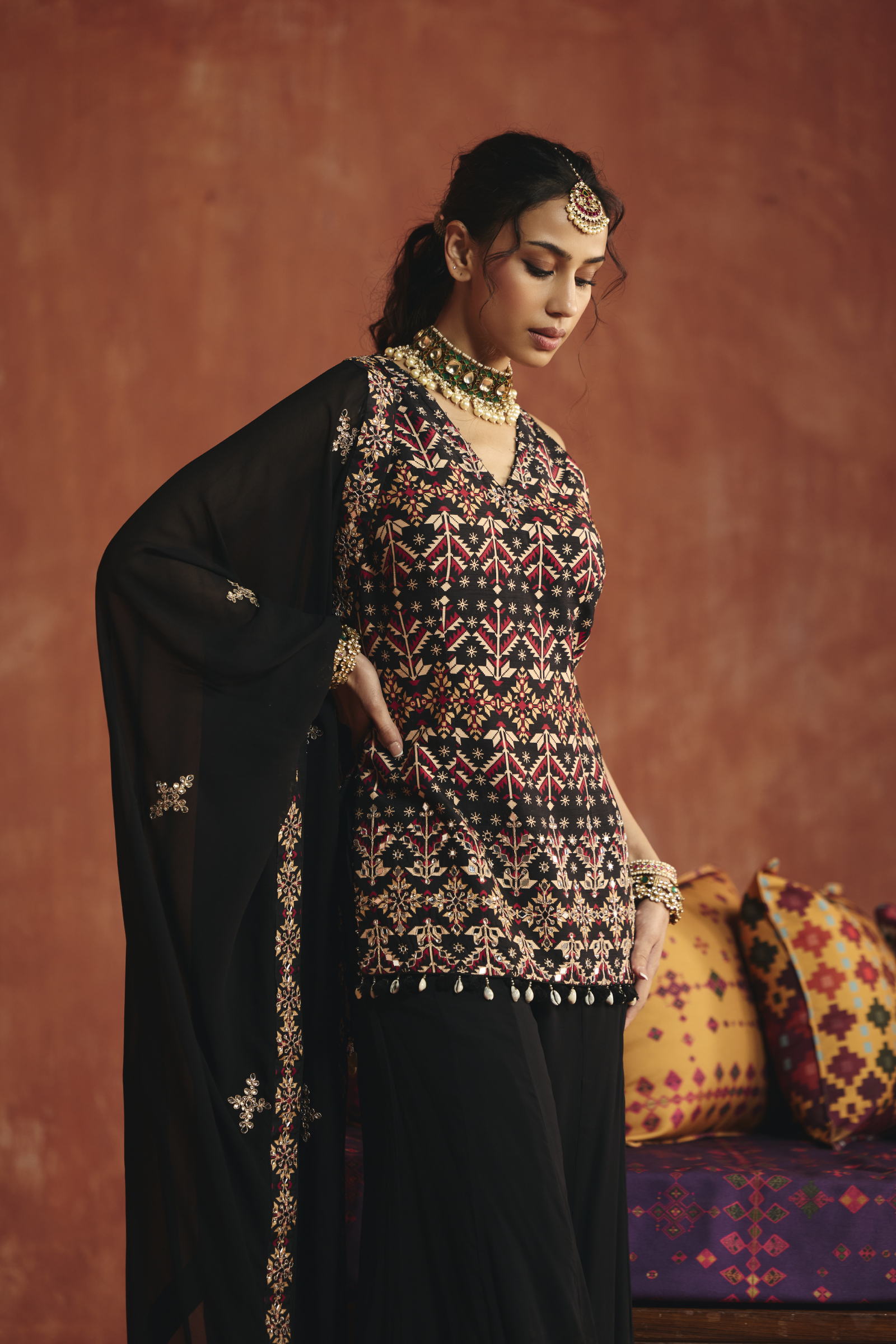 Black Georgette Sharara Set