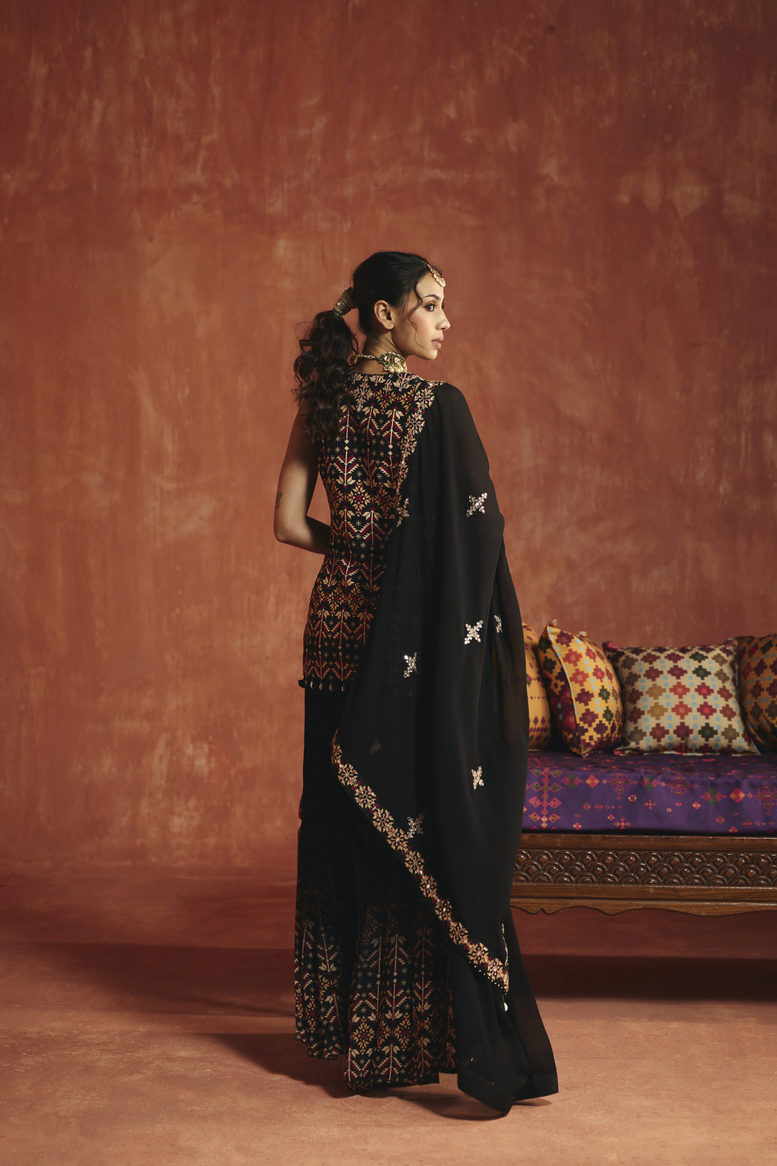 Black Georgette Sharara Set