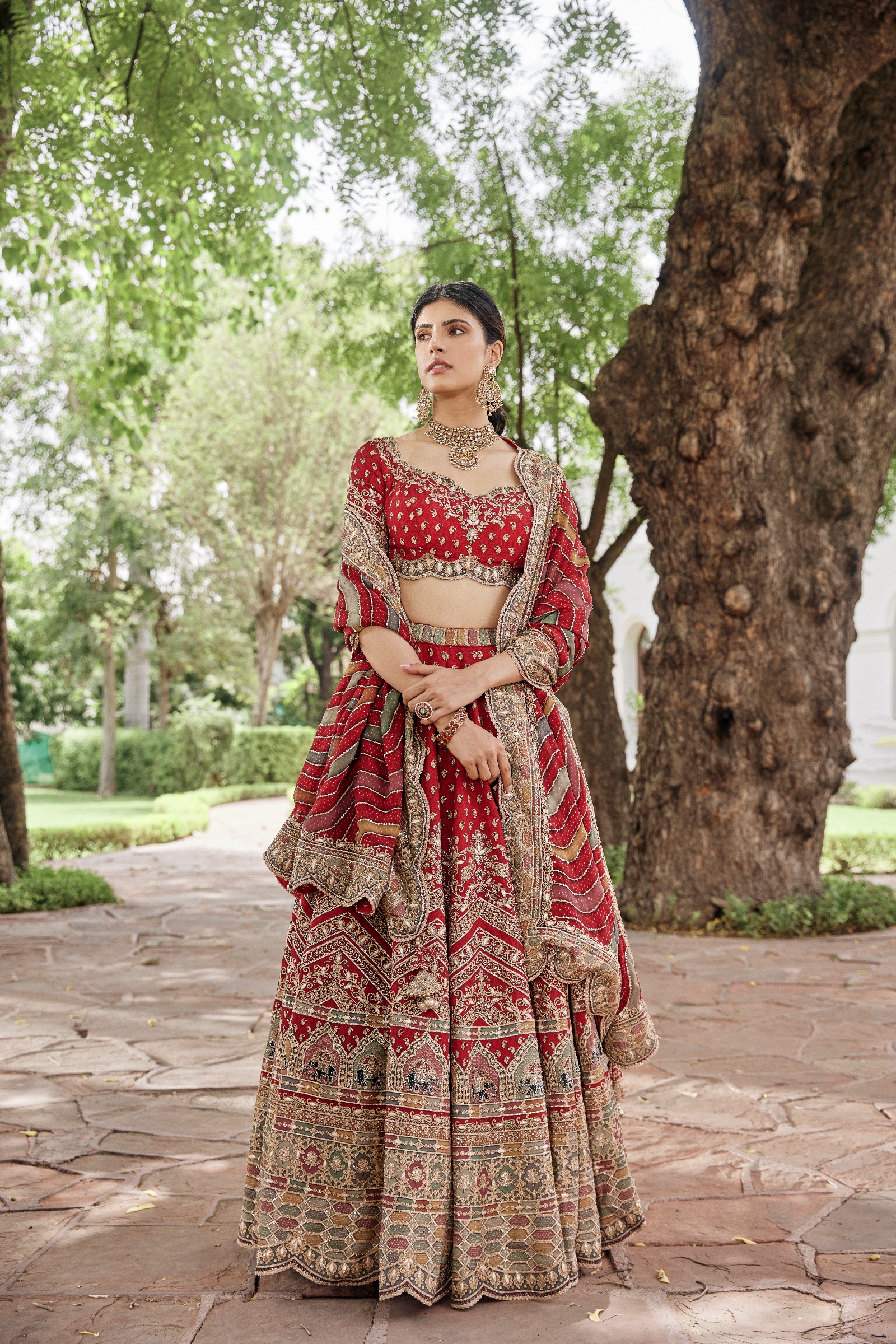 Chrimson Silk Blouse Lehenga Frontier Raas