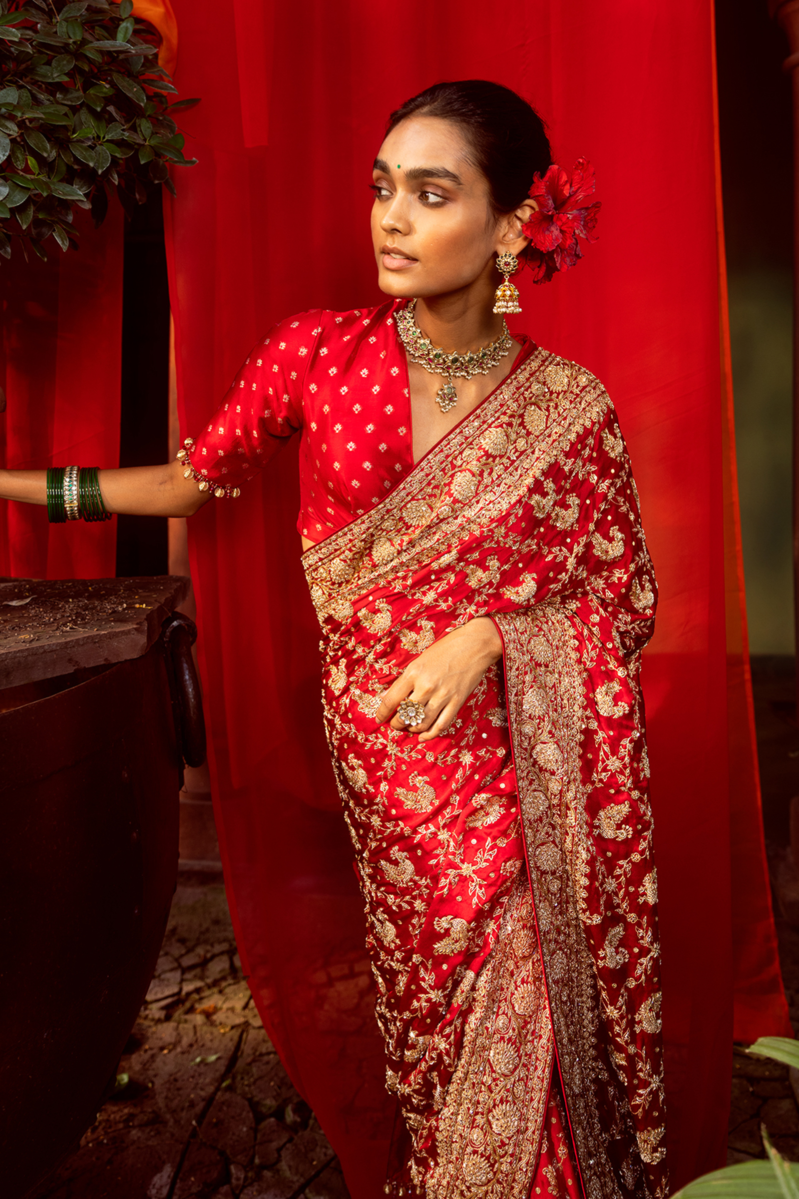 Crimson Pure Satin Silk Saree