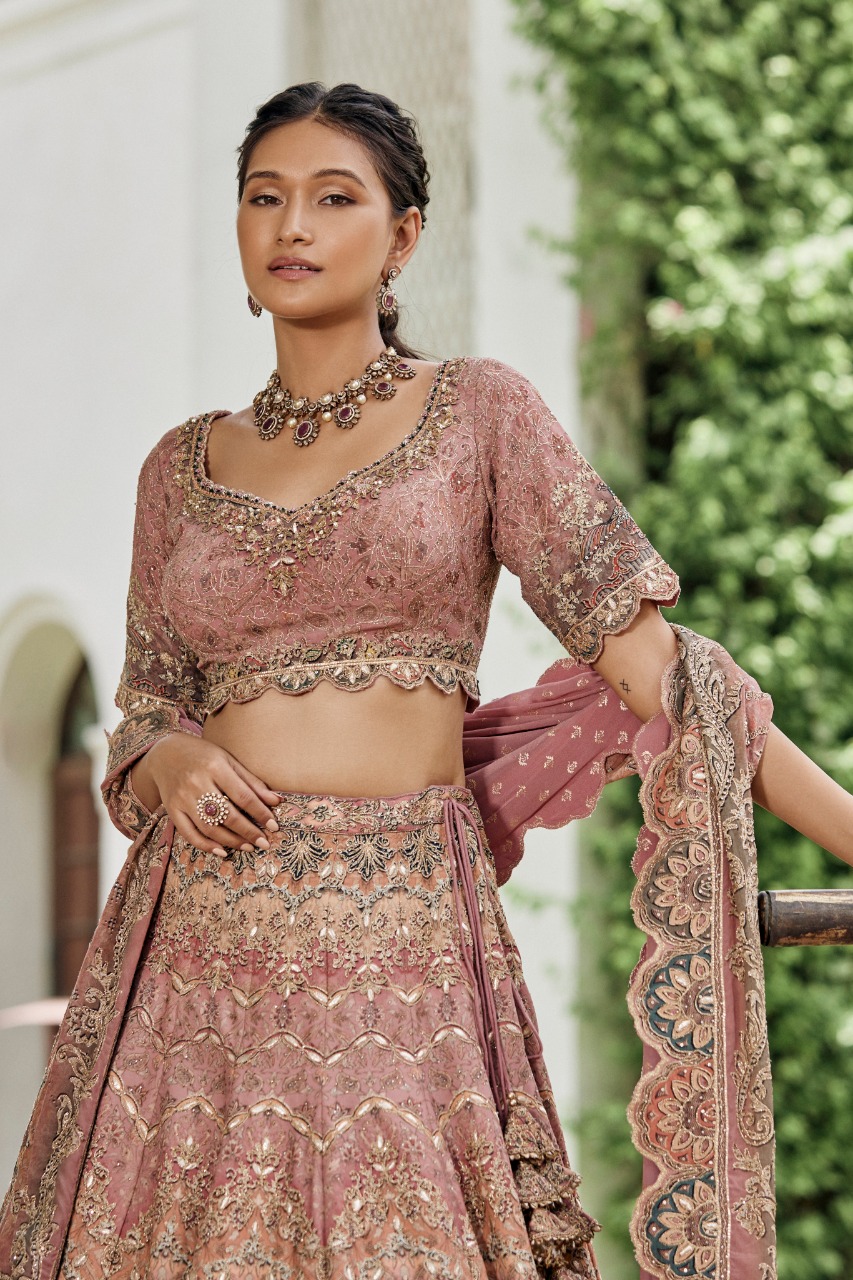 Soft Pink Silk Crepe Lehenga