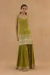 Olive Green Tissue Silk Garara Set