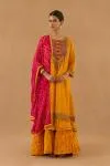 Mango Yellow Organza Anarkali Set