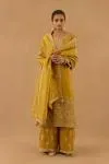 Mustard Tissue Silk Sharara Set