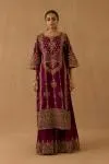 Wine Silk Sharara set