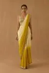 Mustard Ombre Organza Drape Saree