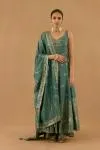 Teal Gerogette Anarkali set