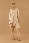Beige Satin Dhoti set