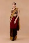 Maroon-Brown Tissue Silk Drape Saree