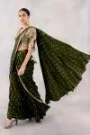 Olive Green Silk Drape Saree