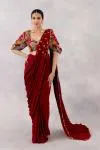Maroon Crepe Silk Drape saree