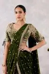 Olive Green Silk Drape Saree