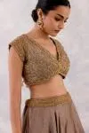 Gold brown tissue silk lehenga set