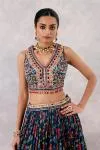 Navy Blue Satin Lehenga Set