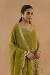 Olive Green Tissue Silk Garara Set