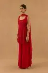 Crimson Red Georgette Sharara set