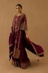 Wine Silk Sharara set