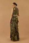 Olive Green georgette drape saree