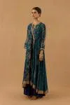 Peacock Blue Silk Sharara Set