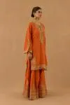 Tangerine Silk Sharara set