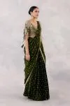Olive Green Silk Drape Saree