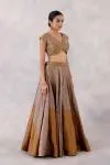 Gold brown tissue silk lehenga set