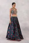 Navy Blue Satin Lehenga Set