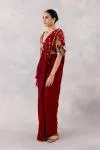Maroon Crepe Silk Drape saree