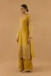 Mustard Tissue Silk Sharara Set