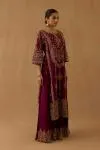 Wine Silk Sharara set