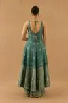 Teal Gerogette Anarkali set