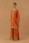 Tangerine Silk Sharara set