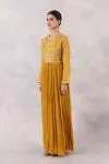 Mustard Crepe Silk Suit set