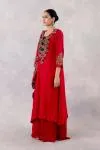 Red Georgette Sharara set