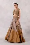 Gold brown tissue silk lehenga set