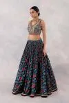 Navy Blue Satin Lehenga Set