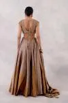 Gold brown tissue silk lehenga set