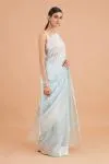 Ice Blue Banarasi Kora Saree