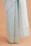 Ice Blue Banarasi Kora Saree