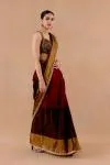Maroon-Brown Tissue Silk Drape Saree