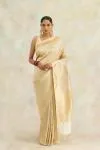 Pure Beige Handloom Silk Saree